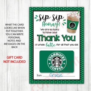 Starbucks Thank You Gift Card Holder: Printable Appreciation (digital ...