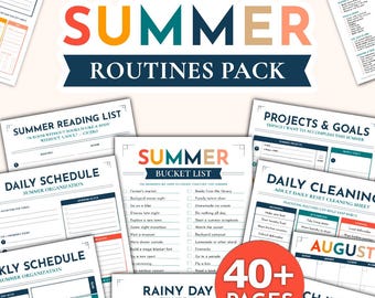 Afdrukbaar zomerpakket | Home Organisatieplanning | Routinekit | Pdf direct downloaden | Moederplanner met klusschema's, schoonmaakschema