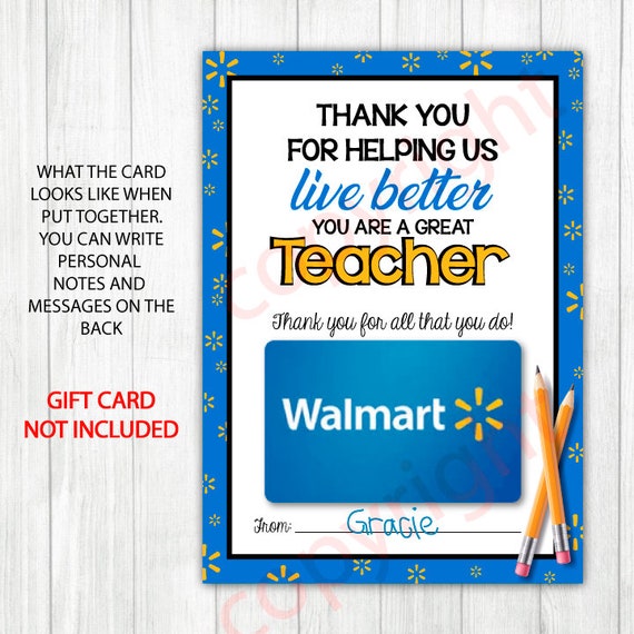 Teacher Appreciation Walmart Gift Card Holder (digital File) - Etsy Teacher Appreciation Walmart Gift Card Holder (digital File) - Etsy