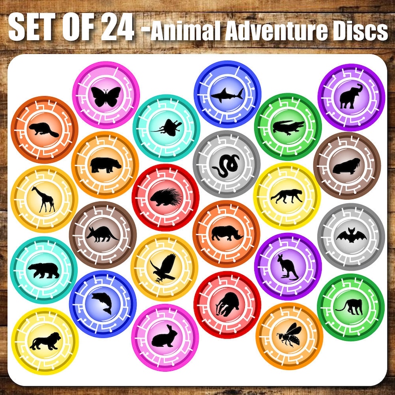 24 Mounted Animal Journey Discs Impressed, 4\ photo relating to Creature Power Discs Printable named 24 Preset Animal Experience Discs Influenced, 4\