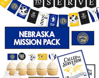 NEBRASKA Missionary Farewell Party-pakket | LDS Homecoming-decoratie | Banner Called to Serve | AFDRUKBAAR decor