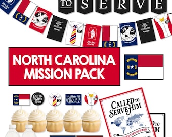 NORTH CAROLINA Missionary Farewell-feestpakket | Lds Homecoming-decoratie | Banner Called to Serve | AFDRUKBAAR decor