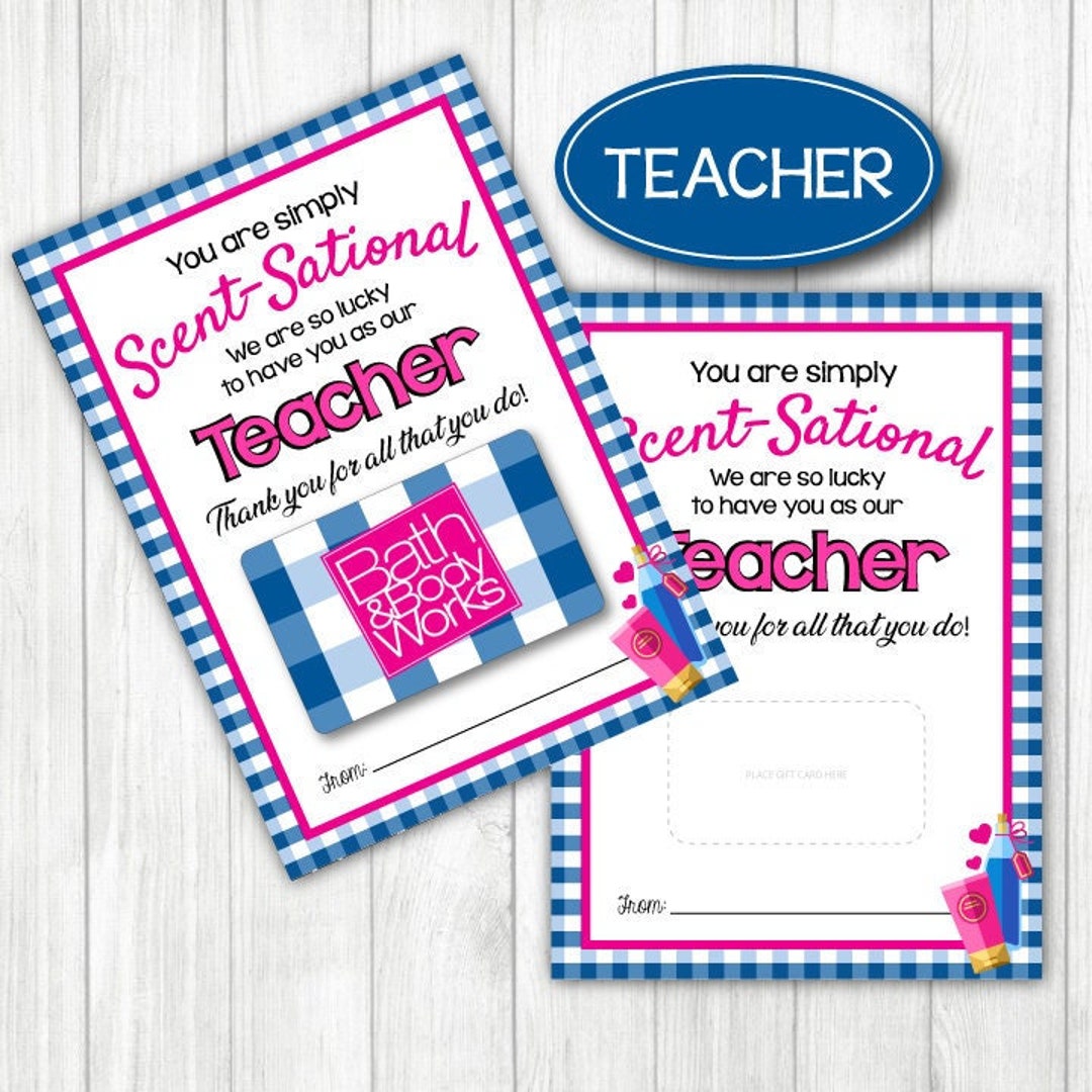 Teacher BATH & BODY Gift Card Holder. 5x7" DIGITAL File. Teacher ...