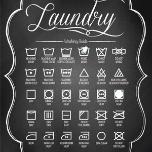 2 SIGNS LAUNDRY Combo Washing Symbols & Stain Removal Guide Decor Pictures, DIGITAL Printable File. 8x10 and 11x14, Chalkboard Design image 2