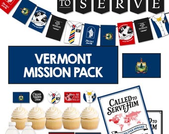 VERMONT Missionary Farewell Party-pakket | LDS Homecoming-decoratie | Banner Called to Serve | AFDRUKBAAR decor