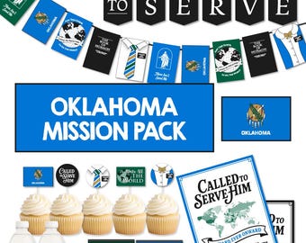 OKLAHOMA Missionary Farewell-feestpakket | LDS Homecoming-decoratie | Banner Called to Serve | AFDRUKBAAR decor