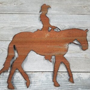 Horse with Rider - Corrugated Barn Tin