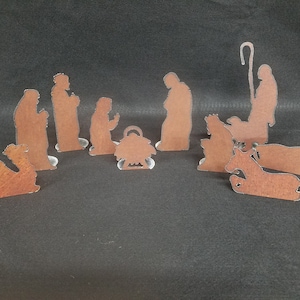 Nativity Set-Rustic Barn Tin Steel 10 Piece