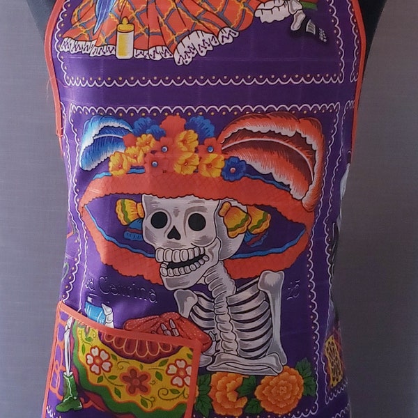 Catrina Sugar Skull Apron. Cotton Day Of The Dead Apron. Dia De Los Muertos Delantal.