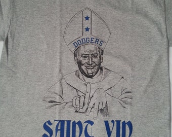 Dodgers Saint Vin T-shirt uniseks, cadeau honkbalfan Los Angeles