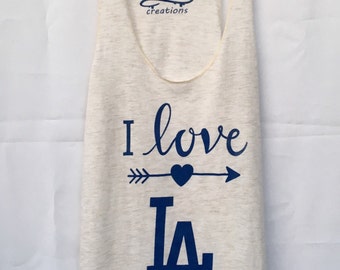 Love LA Tank Top. Dodgers Tank Top. LA Tank Top. Baseball Tank Top.