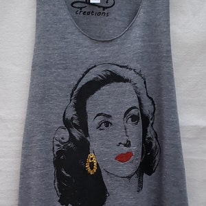 Maria Felix Hand Painted Gray Racer Back Women's Tank Top.
