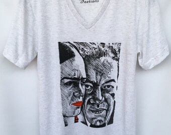 Frida och Diego unisex t-shirt. Frida och Diego porträtt t-shirt. Frida och Diego Sharpie design t-shirt. Presentvänlig