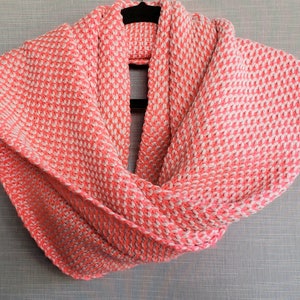 Rice Seed Stitched Neon Pink And White Color Scarf. Knitted Fashion Women's Scarf. image 2