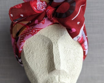 Dogs and Hearts Valentines Day Headband. Dog Lover Scarf. Unisex Valentines Day Scarf.