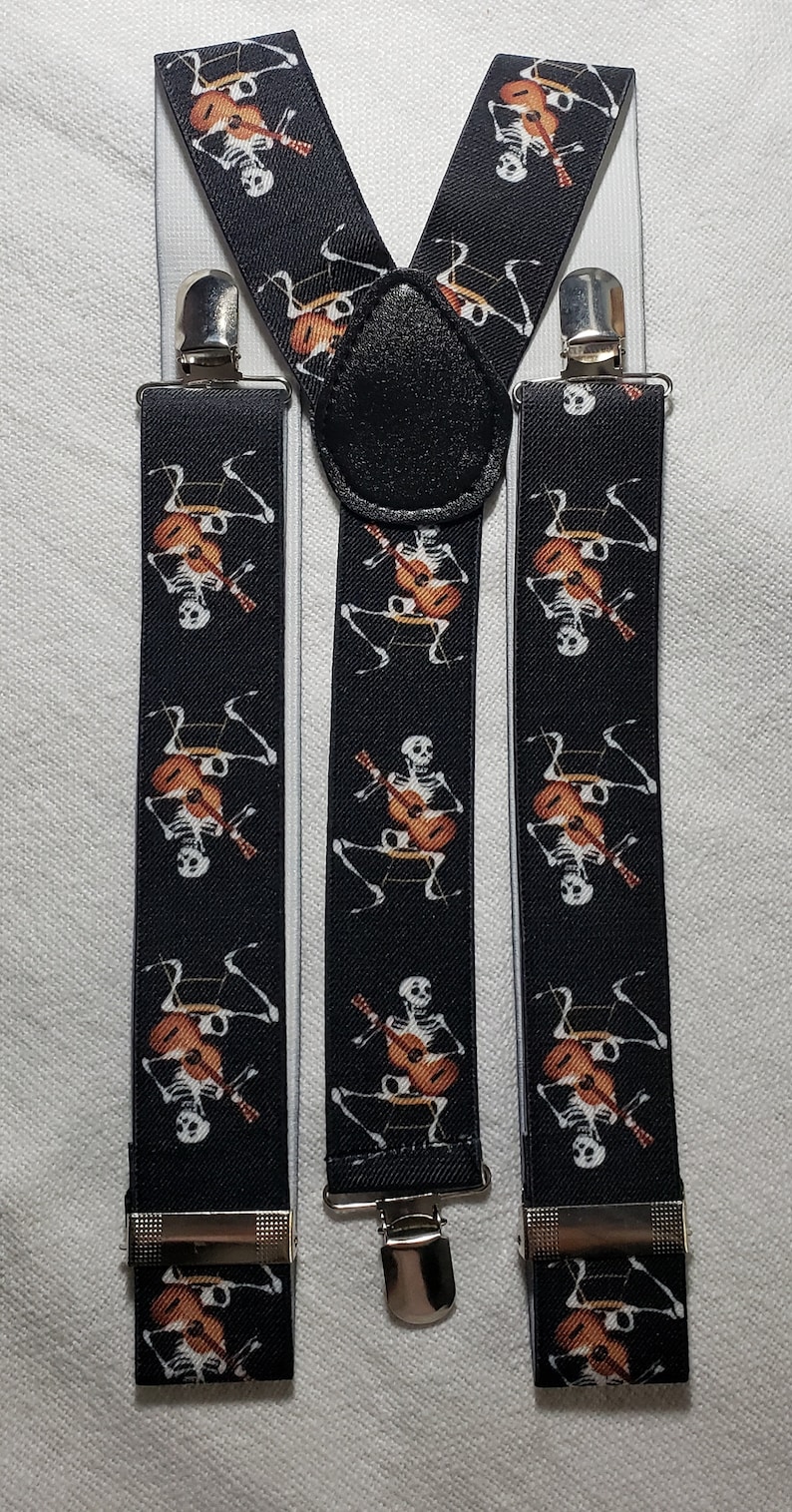 Day Of The Dead Suspenders. Unisex Dia De Los Muertos Suspenders. Sugar Skulls Suspenders. image 1