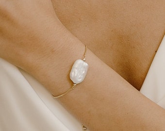 Pulseira Paige com Pérolas, Pulseira Delicada em Ouro, Pulseira com Pérolas de Água Doce, Pulseira Simples em Ouro, Pulseira Delicada com Pérolas, Pulseira de Corrente
