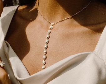 Eleni Y Necklace, Lariat Necklace, Opal Y Necklace, Opal Drop Necklace, Boho Necklace, Minimalist Y Necklace, Gold Drop Necklace