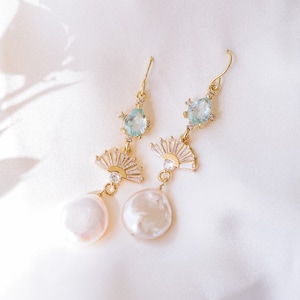 Lydia Pearl Earrings, Something Blue Bridal Earrings, Wedding Earrings, Pearl Drop Earrings, Art Deco Earrings, Dangly Earrings