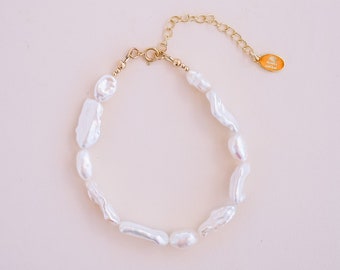 Kiara Pearl Bracelet, Boho Bracelet, Beaded Bracelet, Dainty Pearl Bracelet, Freshwater Pearl Bracelet, Wedding Bracelet, Baroque Pearls
