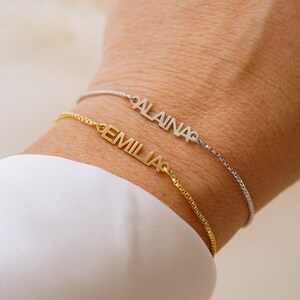 Custom Name Bracelet, Gold Name Bracelet, Personalized Bracelet, Bridesmaid Gifts, Dainty Gold Bracelet, Mama Bracelet, TRIBECA