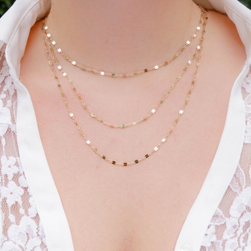 Gold Triple Layer Necklace Delicate Necklaces Gold Filled Etsy
