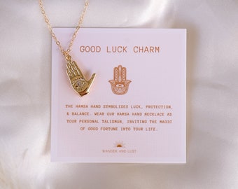 Hamsa Luck Necklace, Hamsa Hand Necklace, Evil Eye Necklace, Protection Necklace, Good Vibes Necklace, Birthday Gift, Christmas Gift for Her