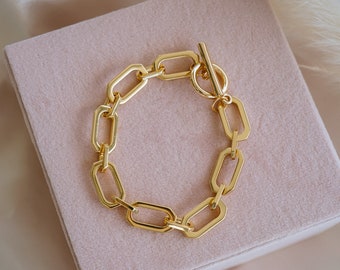 Parker Toggle Bracelet, Chunky Chain Bracelet, Gold Toggle Bracelet, Paperclip Chain Bracelet, Layering Bracelet, Silver Bracelet