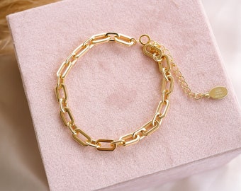 Serena Paperclip Bracelet, Gold Chain Bracelet, Layering Bracelet, Silver Bracelet, Minimalist Bracelet, Chain Link Bracelet