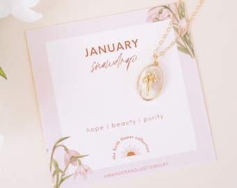 January Birth Flower Necklace, Gift for Her, Bridesmaid Gift, Flower Necklace, Birthday Gift, Anniversary Gift, Birth Month Flower