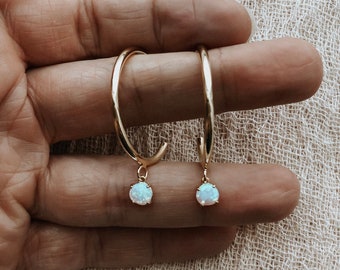 Serafina Opal Hoops, Gold Hoop Earrings, Large Gold Hoops, Opal Earrings, Thick Hoops, Large Hoop Earrings, Opal Jewelry, Fire Opal Earrings