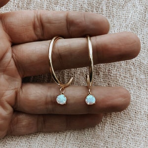 Serafina Opal Hoops, Gold Hoop Earrings, Large Gold Hoops, Opal Earrings, Thick Hoops, Large Hoop Earrings, Opal Jewelry, Fire Opal Earrings
