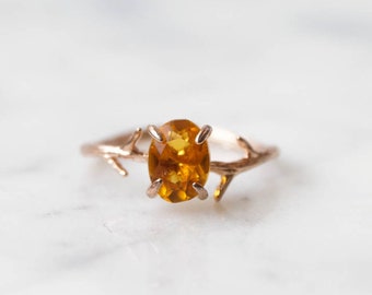 Citrine Ring, November Birthstone, Birthstone Ring, Oval Ring, Citrine Jewelry, Gemstone Ring, November Gift, Boho Ring, Dainty Ring