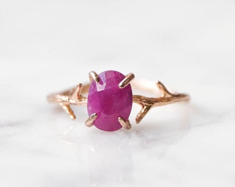 Ruby Ring, July Birthstone, July Ring, Rose Gold Ring, Birthstone Ring, Dainty Ring, Ruby Jewelry, Gold Ring, Vine Ring, Birthstone Jewelry