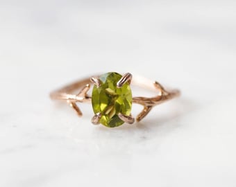 Peridot Ring, August Birthstone, August Ring, Rose Gold Ring, Birthstone Ring, Dainty Ring, Peridot Jewelry, Birthstone Jewelry, Silver Ring