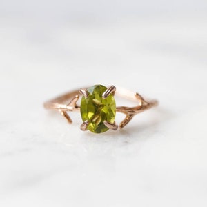 Peridot Ring, August Birthstone, August Ring, Rose Gold Ring, Birthstone Ring, Dainty Ring, Peridot Jewelry, Birthstone Jewelry, Silver Ring image 1