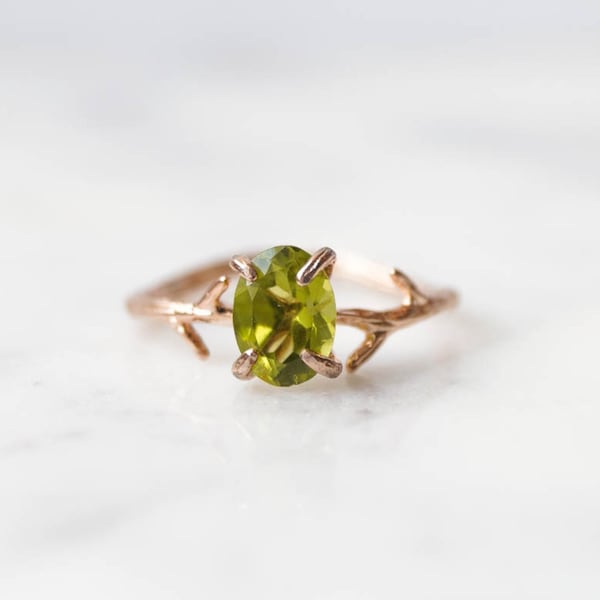 Peridot Ring, August Birthstone, August Ring, Rose Gold Ring, Birthstone Ring, Dainty Ring, Peridot Jewelry, Birthstone Jewelry, Silver Ring