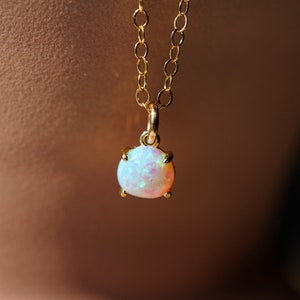 Sera Opal Necklace, Gold Opal Necklace, Tiny Opal Necklace, Dainty Gold Necklace, Small Opal Necklace, Gift for Her