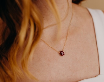 July Birthstone Necklace, Ruby Red Necklace, July Necklace, July Birth Month Necklace, Birthstone Necklace, Bridesmaid Gift