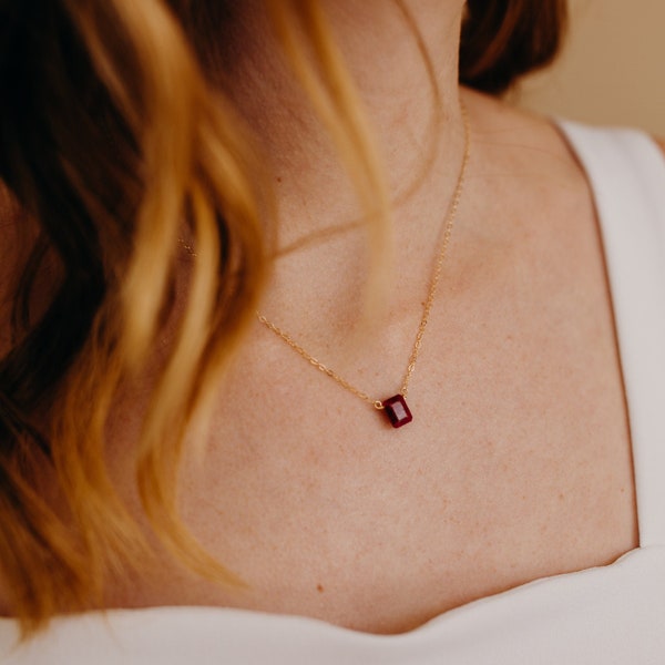 July Birthstone Necklace, Ruby Red Necklace, July Necklace, July Birth Month Necklace, Birthstone Necklace, Bridesmaid Gift