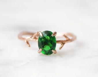 Emerald Green Ring, May Birthstone Ring, Green Stone Ring, Gemstone Ring, Crystal Ring, Dainty Ring, Gold Ring, Boho Ring, Rose Gold Ring