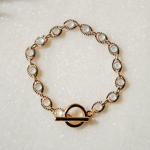 Eleni Armband, Opal Armband, Evil Eye Armband, Kettenarmband, Gold Opal Armband, Knebelverschluss Armband, Opal Kettenarmband