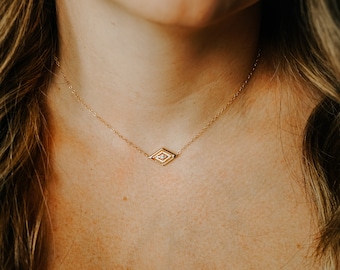 Cleo Necklace, Rhombus Necklace, Dainty Gold Necklace, Layering Necklace, Geometric Necklace, Gold FIll Necklace