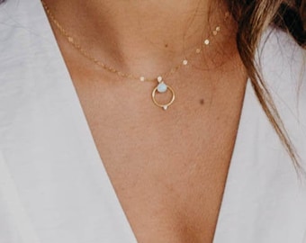 Ophelia Opal Necklace, Gold Opal Necklace, Boho Necklace, Dainty Gold Necklace, Celestial Necklace, Galaxy Necklace, Gift for Her