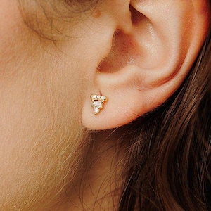 Henrietta Elegance Stud Earrings, Tiny Gold Studs, Diamond Stud Earrings, Dainty Gold Earrings, Wedding Earrings, Bridesmaid Earrings