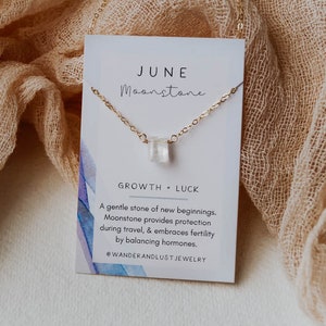 June Birthstone Necklace, Moonstone Necklace, June Necklace, Simple Moonstone Necklace, Birthstone Necklace, Bridesmaid Gift image 1