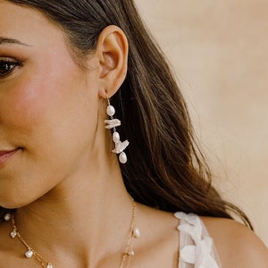 Delaney Pearl Drop Earrings, Dangle Earrings, Long Pearl Earrings, Baroque Pearl Earrings, Pearl Dangle Earrings, Bridal Jewelry Set