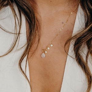 Collar Galaxia Selene, Collar de Piedra Lunar, Collar Estrella Delicada, Collar de Piedra Lunar Arcoíris, Collar Celestial, Collar de Piedra Lunar de Plata