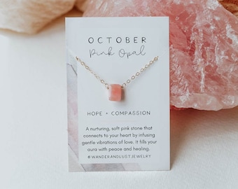 October Birthstone Necklace, Pink Opal Necklace, Opal Necklace, October Birthday Necklace, Birthstone Necklace, Bridesmaid Jewelry