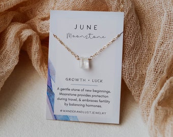 June Birthstone Necklace, Moonstone Necklace, June Necklace, Simple Moonstone Necklace, Birthstone Necklace, Bridesmaid Gift